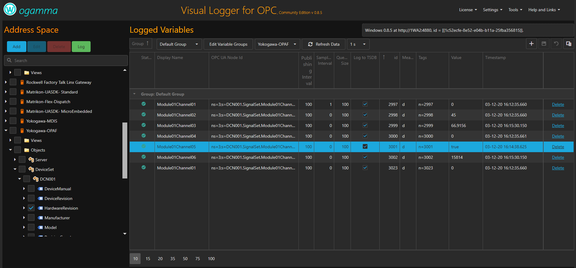 ogamma Visual Logger for OPC - edited